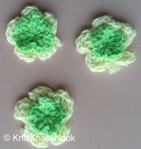 Thumbnail for Green Crochet Flower Appliqué x 3 - 200317A115G