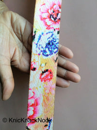 Thumbnail for Beige, Pink, Blue and Brown Print Floral Fabric Trim
