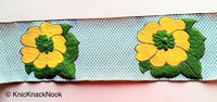 Thumbnail for Jacquard Weave Yellow Floral Trim, Approx. 10cm Wide, Wholesale Trim By 9 Yards Border Craft Ribbon