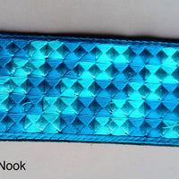 Thumbnail for Green / Blue Embroidered Chequered Trim, Approx. 60mm Wide - 200317L473 / 74
