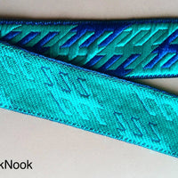 Thumbnail for Blue And Green Embroidery Fabric Lace Trim, Approx. 30mm Wide - 200317L481