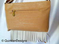 Thumbnail for Camel Brown Fake Leather Tassels Bag, Day HandBag, Shopping Handbag, Faux Leather Bag, Office Wear