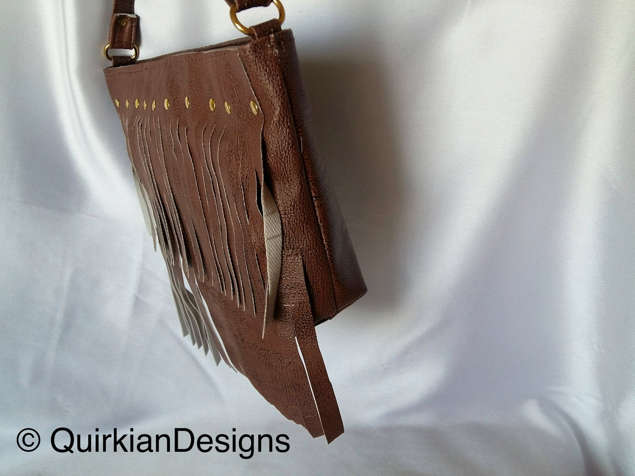 Dark Brown Fake Leather Tassels Bag, Day HandBag, Shopping Handbag, Faux Leather Bag, Office Wear