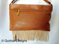 Thumbnail for Brown Fake Leather Tassels Bag, Day HandBag, Shopping Handbag, Faux Leather Bag, Office Wear