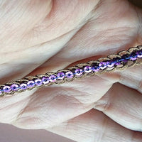 Thumbnail for Bronze Braided Sequins Trim With Purple / Blue / Pink Sequins, Approx. 6 mm wide, Trim by 3 yards