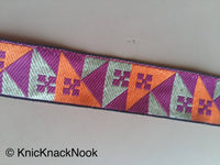 Thumbnail for Fuchsia Pink, Orange And White Embroidery Fabric Lace Trim, Approx. 30mm Wide Wholesale Trims by 9 Yards Jacquard Trimming