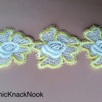 Thumbnail for Yellow / Pink / Blue And White Floral Embroidery Lace Trim. Approx. 55mm Wide - 200317L142/43/44