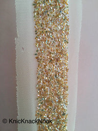 Thumbnail for Beige Net Trim With Gold / Copper Beads Embellishments - 200317L199/ 200
