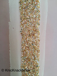 Thumbnail for Beige Net Trim With Gold / Copper Beads Embellishments - 200317L199/ 200Trim