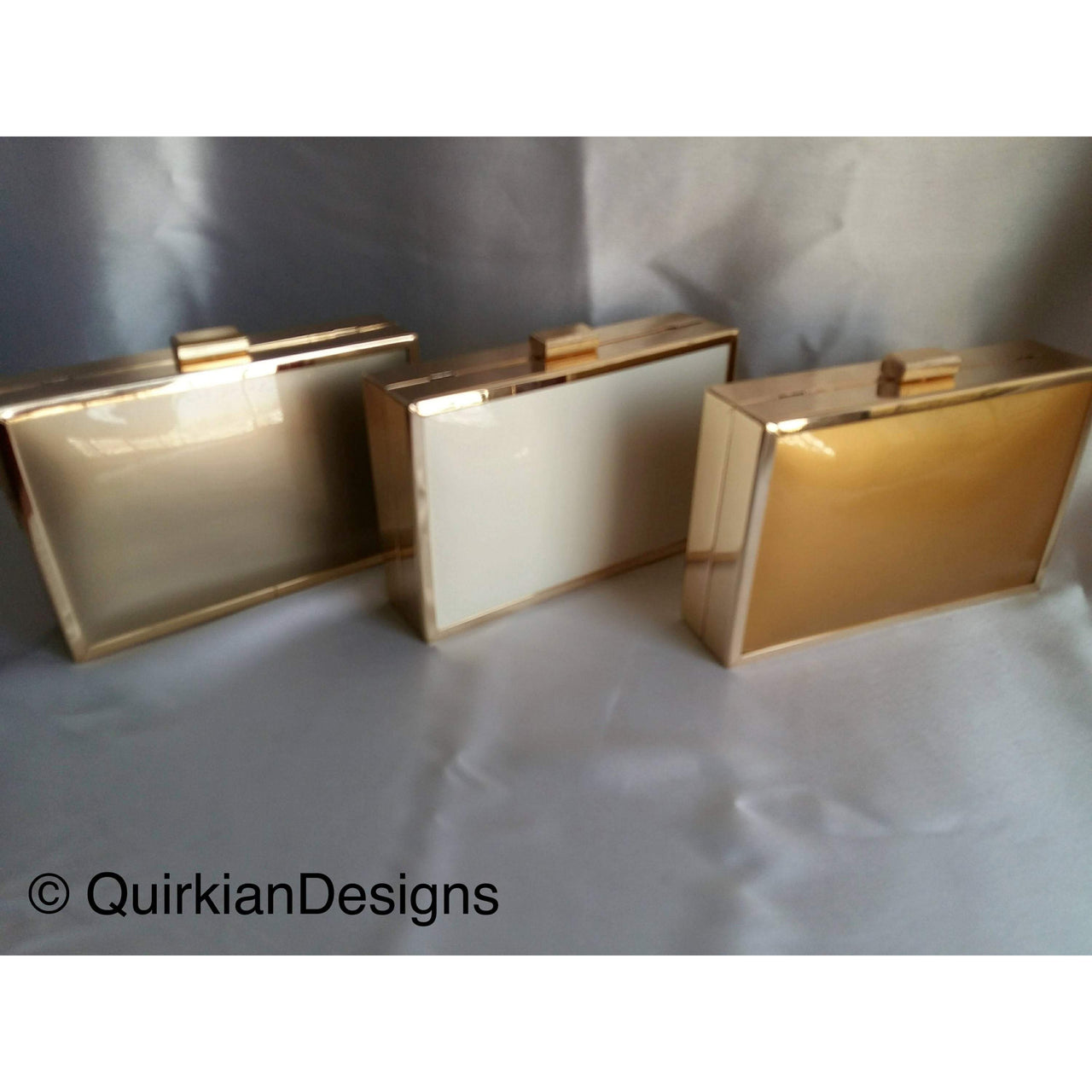 Gold Purse With Gold Hard Body Box Clutch Bag, Party Clutch, Evening Clutch