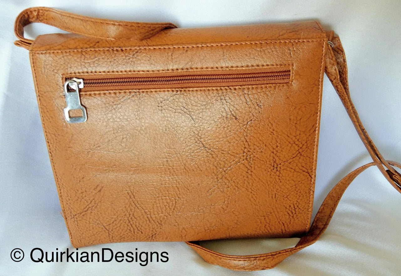 Tan Brown Fake Leather Bag, Day HandBag, Shopping Crossbody Sling Purse, Faux Leather Bag, Office Wear