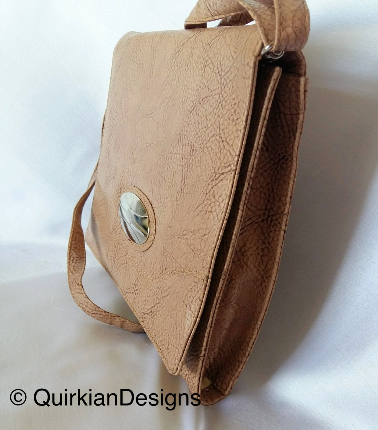 Beige Brown Fake Leather Bag, Day HandBag, Shopping Crossbody Sling Purse, Faux Leather Bag, Office Wear