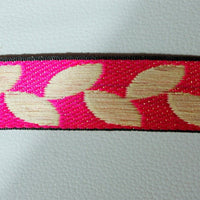Thumbnail for Beige, Pink And White Floral And Leaves Embroidery Fabric Lace Trim, Approx. 25mm Wide - 140316L71