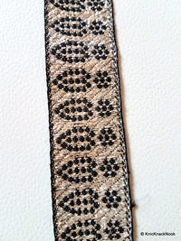 Thumbnail for Silver And Black Flowers Embroidery Lace Trim, Indian Laces, Indian Trims