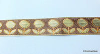 Thumbnail for 9 Yards x Wholesale Orange, Gold And Bronze Floral Embroidered Fabric Lace Trim, Approx. 30mm Wide - 140316L77