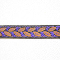 Thumbnail for Black Fabric Trim With Blue And Gold Leaves Embroidery Thread Lace Trim, 15mm wide - 140316L66