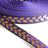 Thumbnail for Black Fabric Trim With Blue And Gold Leaves Embroidery Thread Lace Trim, 15mm wide - 140316L66