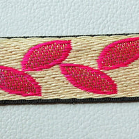 Thumbnail for Beige, Pink And White Floral And Leaves Embroidery Fabric Lace Trim, Approx. 25mm Wide - 140316L71