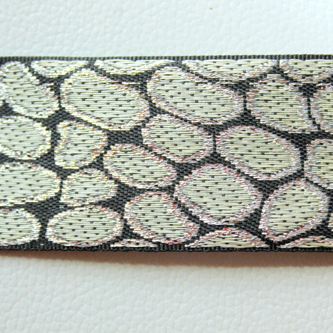 Wholesale White, Black And Silver Shimmer Trim Animal Print Trim Leopard Print, Approx. 36mm wide