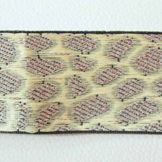 Wholesale White, Black And Silver Shimmer Trim Animal Print Trim Leopard Print, Approx. 36mm wide