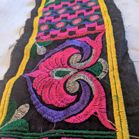 Thumbnail for Black Fabric Lace With Embroidery In Pink, Purple, Green
