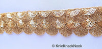 Thumbnail for Bronze Shimmer Shell Pattern Scallop Thread Trim With Sequins, Approx. 45mm / 25mm, Sequins Trim - 210119L287 / 89Trim