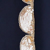 Thumbnail for Gold Scallop Trim Embroidered With Beaded Gold Sequins, Approx. 35mm Wide - 210119L451