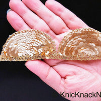 Thumbnail for Gold Scallop Trim Embroidered With Beaded Gold Sequins, Approx. 35mm Wide - 210119L451