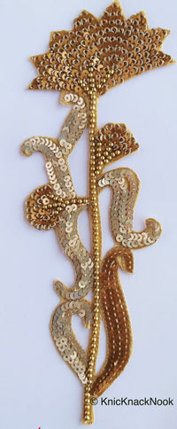 Thumbnail for Embroidered Floral Applique With Gold Sequins, Appliqué Patch, Wedding Dress Applique