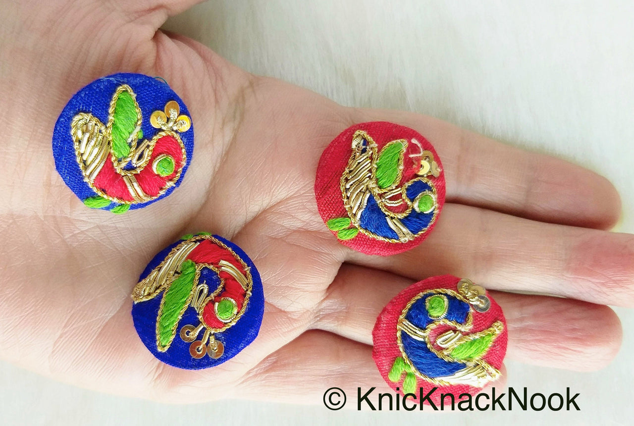 Handmade Peacock Embroidered Buttons