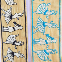 Thumbnail for Beige Fabric Trim With Embroidered Dancers And Musicians in Gold & Black / Blue, Dance Music Trims, Approx. 80mm - 210119L514 / 15