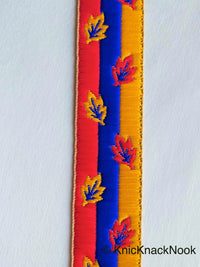 Thumbnail for Red, Blue And Yellow Embroidered Trim, Leaf Embroidery Trim