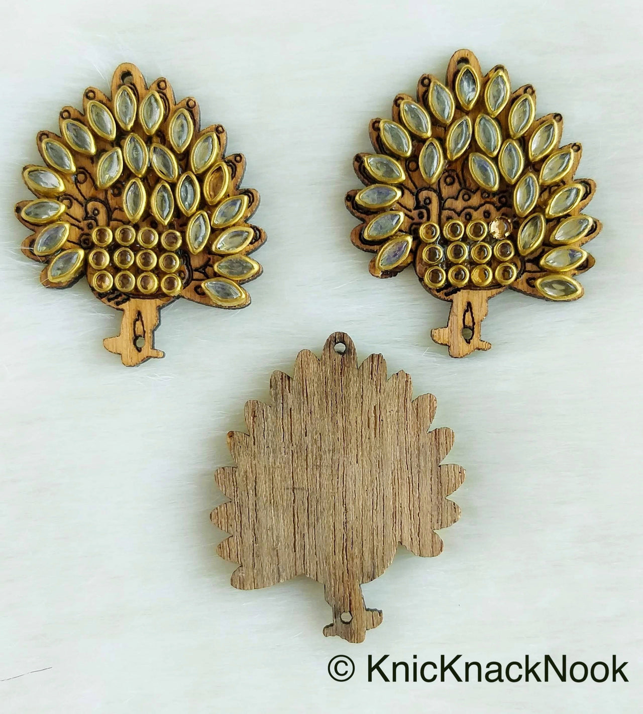 Peacock Shaped Wood Buttons