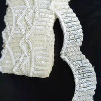 Thumbnail for Black / White Embroidery Cut Work With Sequins Lace Trim Approx. 60mm Wide - 210119L498 / 99
