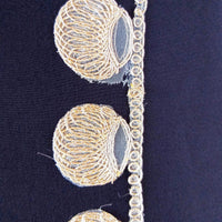 Thumbnail for Gold Shimmer Thread Embroidered Circle Design Thread Trim, Fringe Trim, Approx. 34mm wide