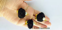 Thumbnail for 6 x Black Pom-Pom Tassel Latkan With Pearl Beads And Jingle Bell Beads, Pompom Decorations, Approx. 30mm - 210119L211