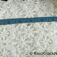 Thumbnail for Large Trim, Off White Flower Embroidery Floral Lace Trim, Dyeable Trim