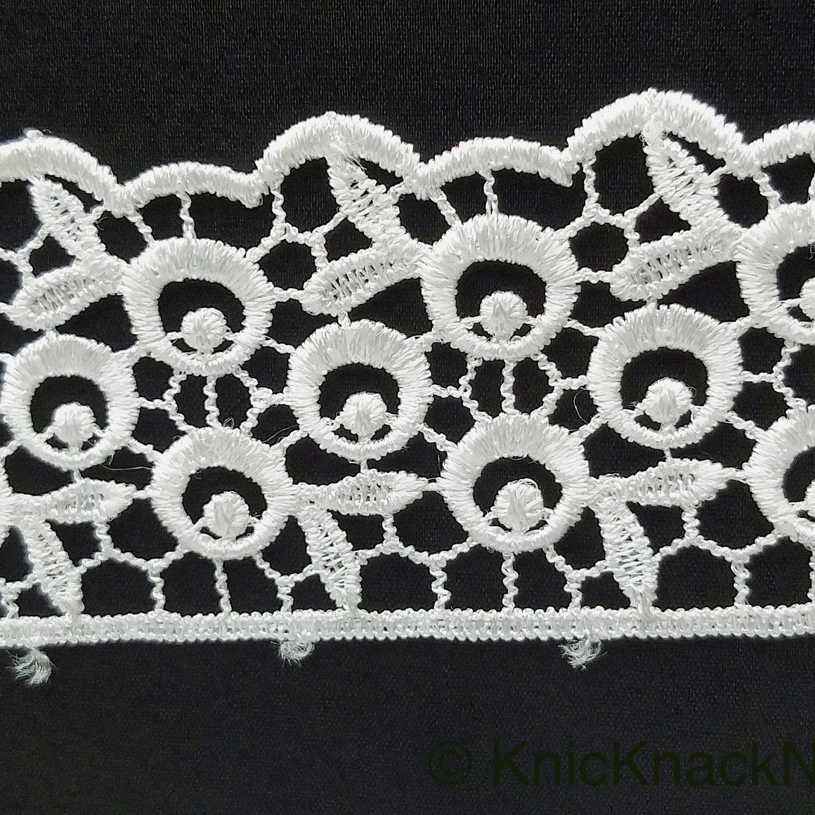 Off White Flower Embroidery Floral Lace Trim, Crochet Lace, Dyeable Trim