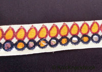 Thumbnail for Mirrored Fabric Trim In Beige And Brown / Black and Orange / Beige And Red / Red And Blue, Approx. 30mm Wide - 210119L390/91/92/93