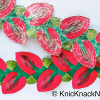 Thumbnail for Yellow / Blue / Red / Green Embroidered Leaves Vine Trim Lace, Approx. 60mm Wide