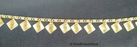 Thumbnail for Gold Chain Metal Trim, Metallic Chain with Gold Shimmer Square Charms, Beaded Bohemian trim