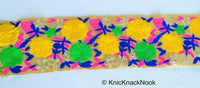 Thumbnail for Wholesale Trim In Yellow And Green & Gold Floral Embroidery Trim, Approx. 10cm wide, Indian Embroidered Trim Trim by 9 Yards Decorative Trim