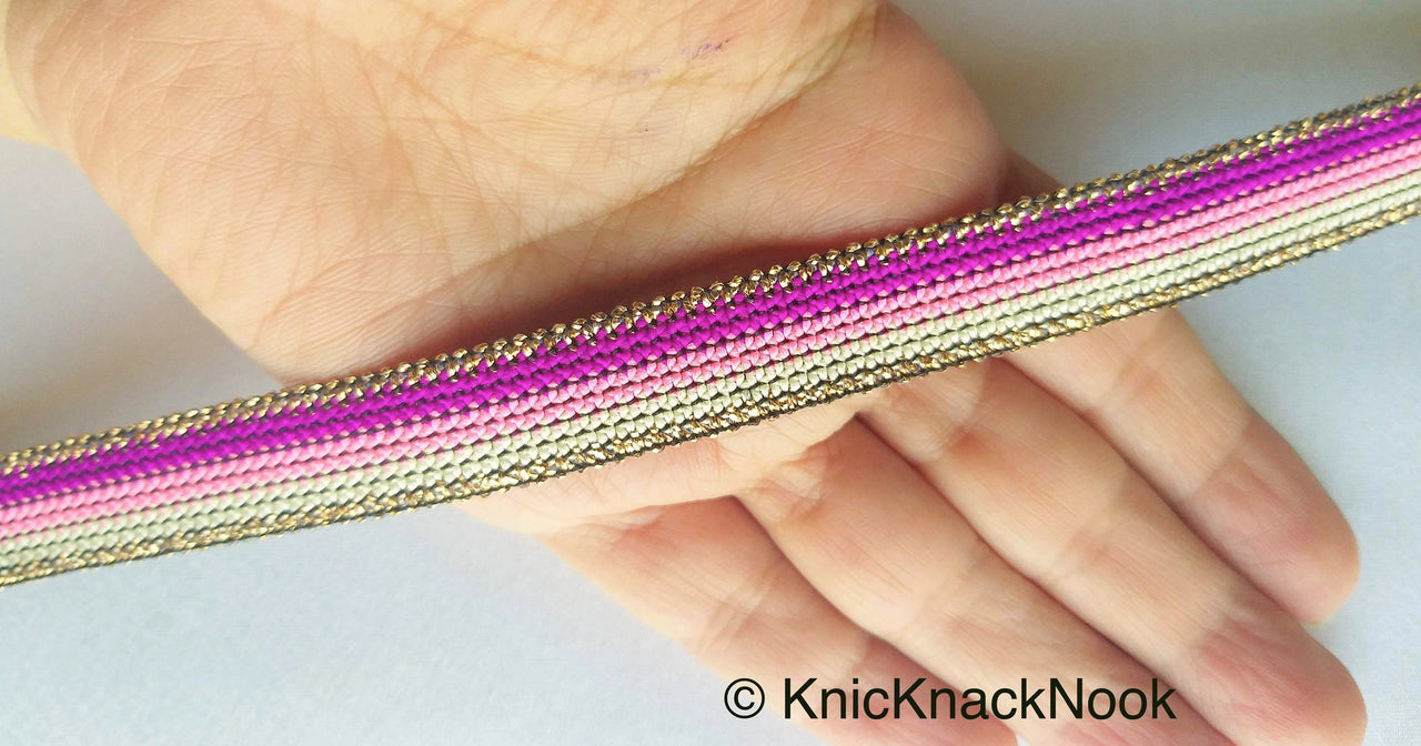 Purple, Pink, White And Bronze Thread Lace Trim