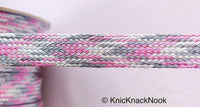 Thumbnail for Pink / Silver / Light Pink And Grey Thread Lace Trim, Basket Weave, Friendship Bracelet