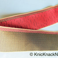 Thumbnail for Red And Antique Gold Fabric Trim Jacquard Weave Trim, Approx. 40mm Wide, Costume Trim