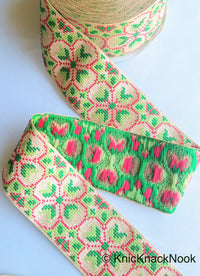 Thumbnail for Green Metallic Floral Trim, , Indian laces