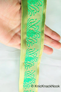Thumbnail for Orange / Green / Blue And Bronze Embroidered Trim, One Yard Trim, Jacquard Trim