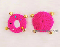 Thumbnail for Circle Shaped Mirrored Applique With Jingle Bell Beads And Multicoloured Beads, Bohemian Applique, Summer Applique