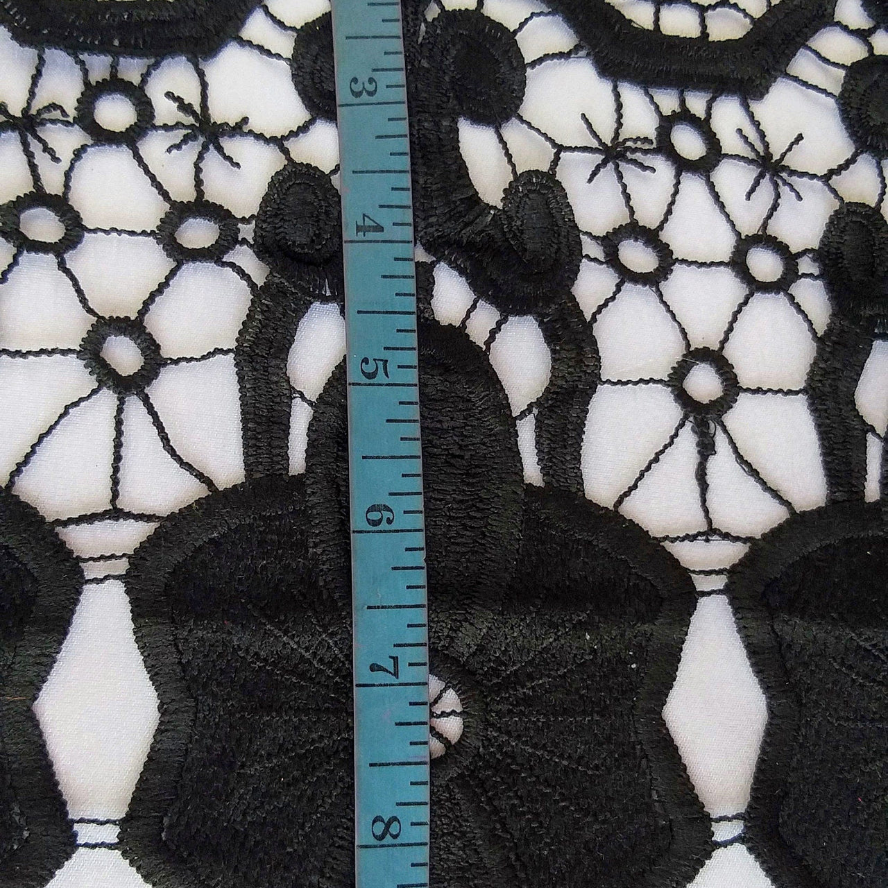 Black Floral Embroidery Crochet (Cotton) One Yard Lace Trims, Indian Laces, Indian Trims