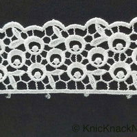 Thumbnail for Off White Flower Embroidery Floral Lace Trim, Crochet Lace, Dyeable Trim